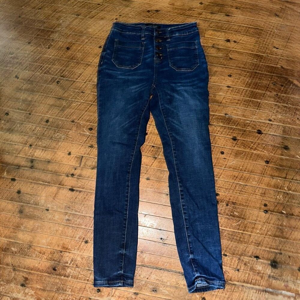 Judy Blue skinny boutique stretchy multi button 7/28 jeans